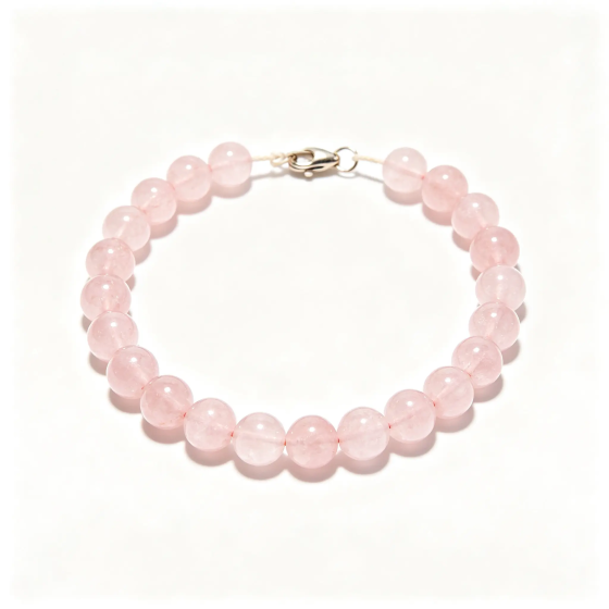Natural Rose Quartz Beaded Bracelet | Heart‑Chakra Healing Crystal Ornament | Koreli