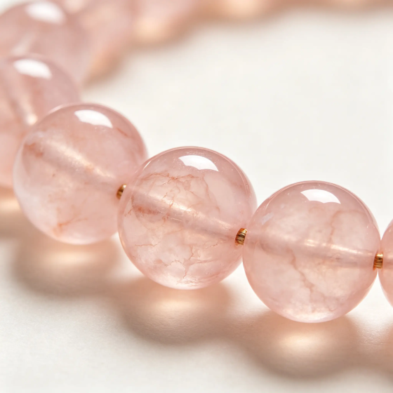 Natural Rose Quartz Beaded Bracelet | Heart‑Chakra Healing Crystal Ornament | Koreli